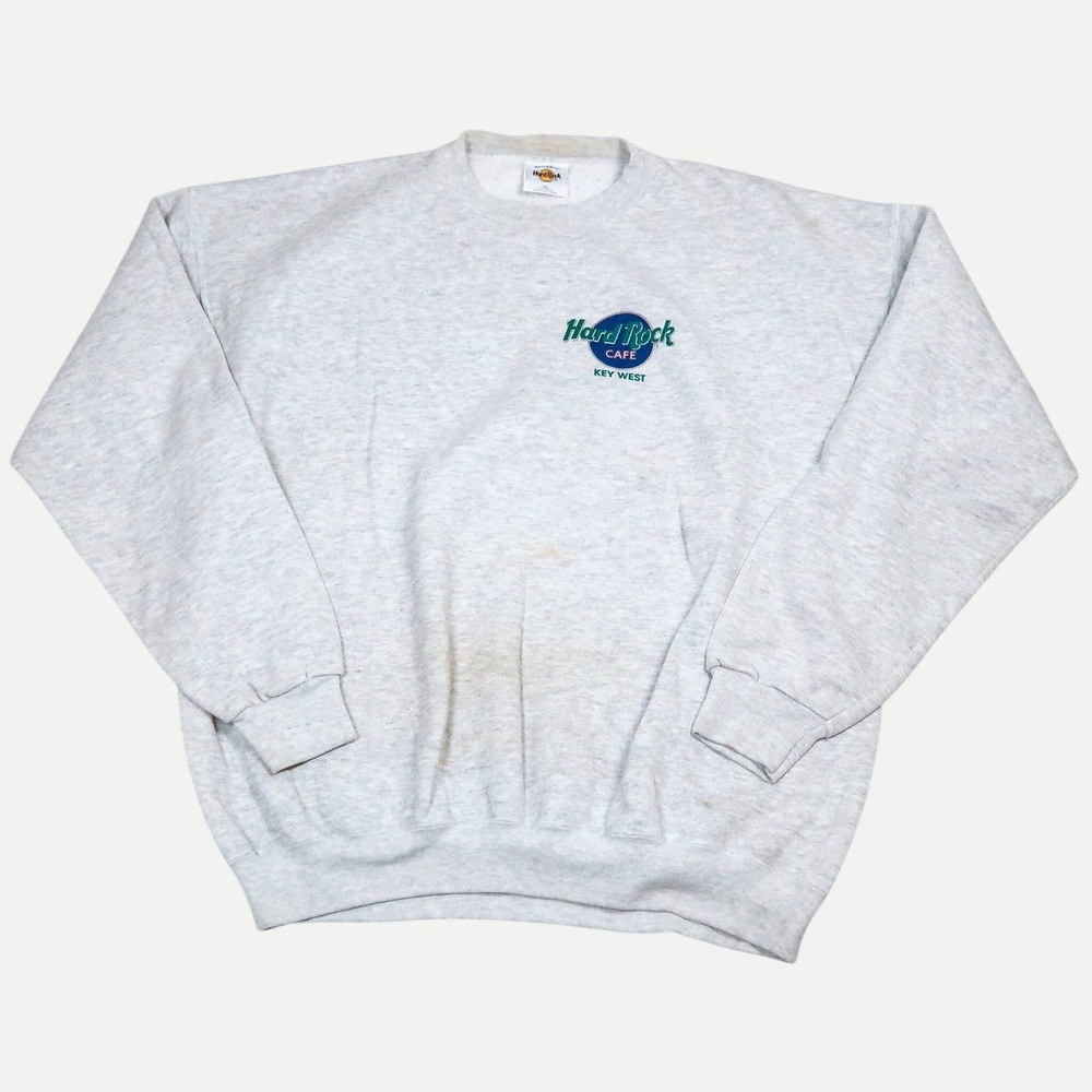 Hard Rock Cafe Sweatshirt Mens XL Gray Key West Vintage 90s Rock N Roll Graphic